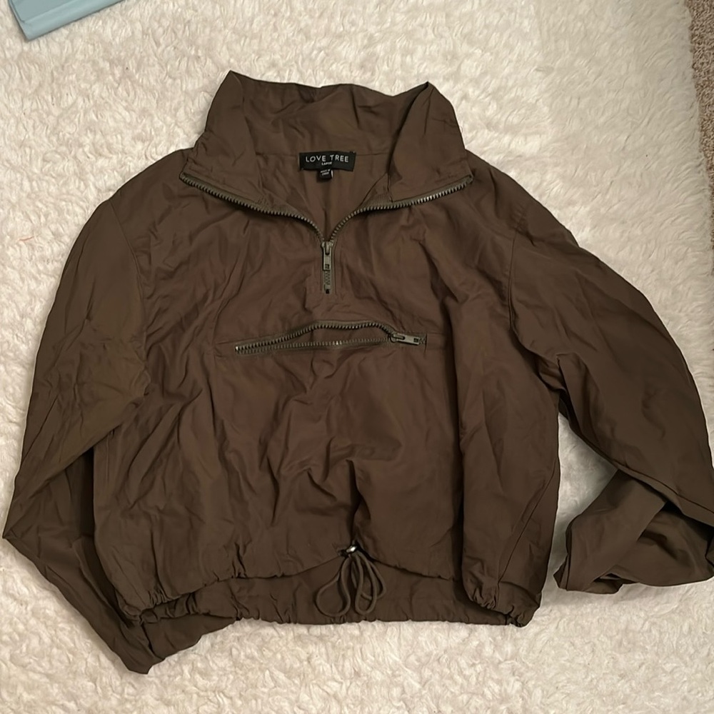 Oversized quarter zip cropped windbreaker